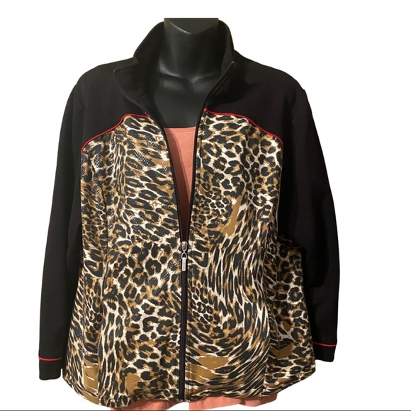 ALIA SZ 20P- CHEETAH PRINT ZIPPERED JACKET - Picture 2 of 10